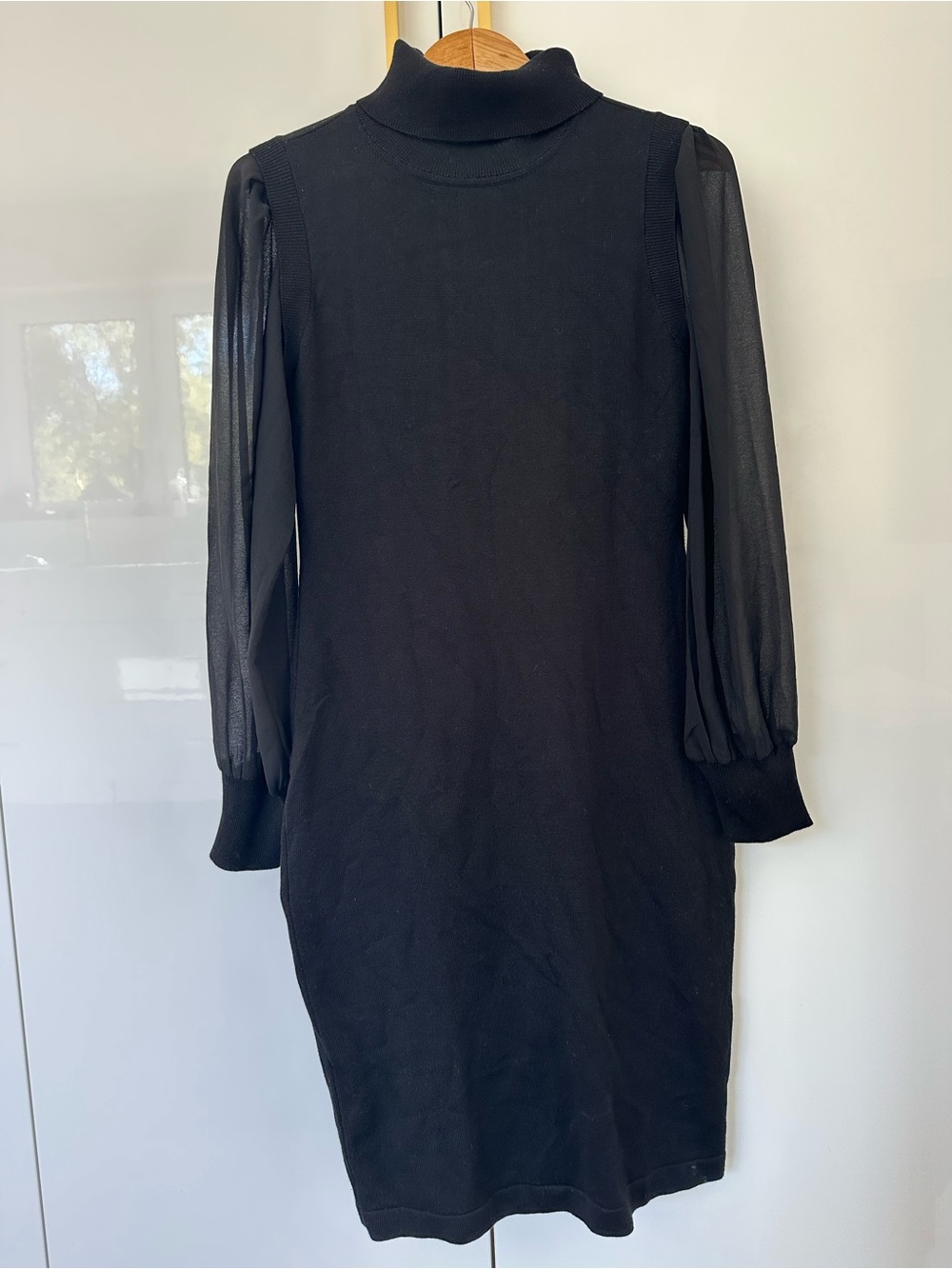 Vince Camuto Sheer Sleeve Mini Dress Black Medium NWT